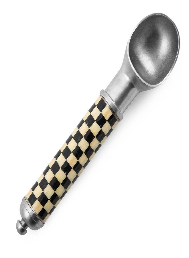 mackenzie childs MACKENZIE-CHILDS Supper Club Ice Cream Scoop, Aluminum Ice Cream Accessory, Black-and-White Courtly Check - Image 1